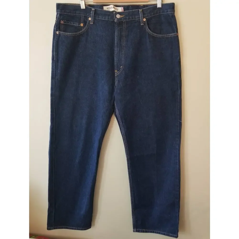 Vintage Y2K Men's Levi's 505 Dark Wash Regular Fit Straight Leg Jeans, 40x30